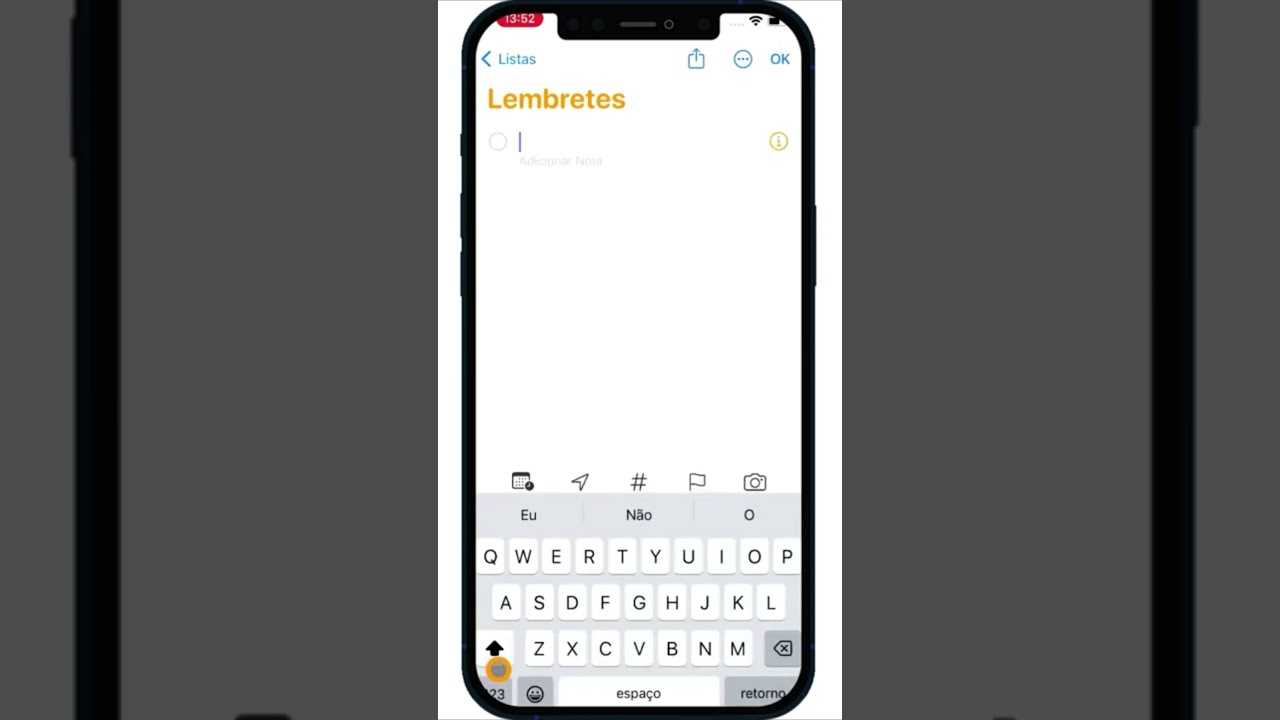 COMO ADICIONAR LEMBRETES NO IPHONE #Shorts