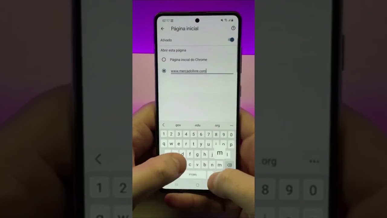 COMO DEFINIR A PÁGINA INICIAL NO CHROME DO ANDROID #Shorts