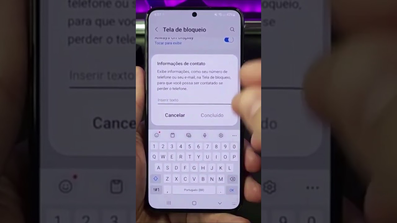 COMO COLOCAR UMA MENSAGEM NA TELA DE BLOQUEIO DO GALAXY #Shorts