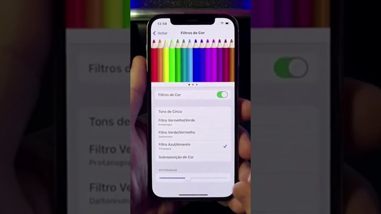 PERSONALIZE AS CORES DA TELA NO SEU IPHONE PARA DALTÔNICOS #Shorts