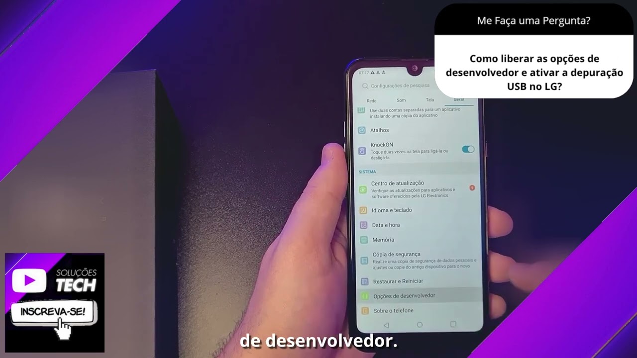 Como liberar as opções de desenvolvedor e ativar a depuração USB no LG❓