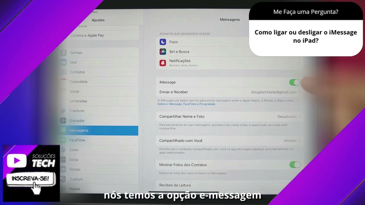 Como ligar ou desligar o iMessage no iPad❓
