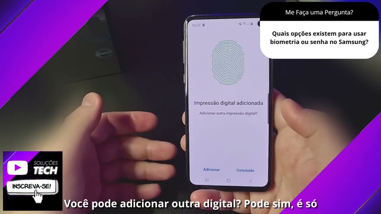 Quais opções existem para usar biometria ou senha no Samsung❓