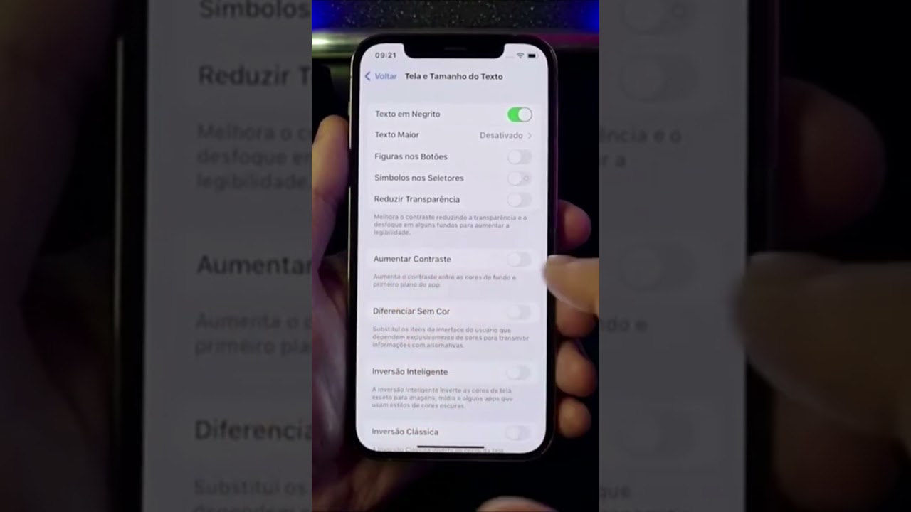 ► Aumentar o Contraste da Tela no iPhone Passo a Passo #Shorts