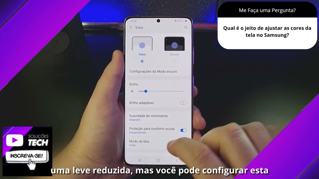 Qual é o jeito de ajustar as cores da tela no Samsung❓