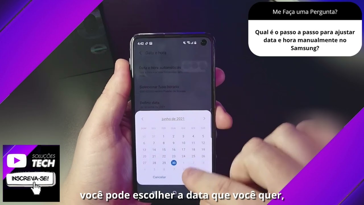 Qual é o passo a passo para ajustar data e hora manualmente no Samsung❓