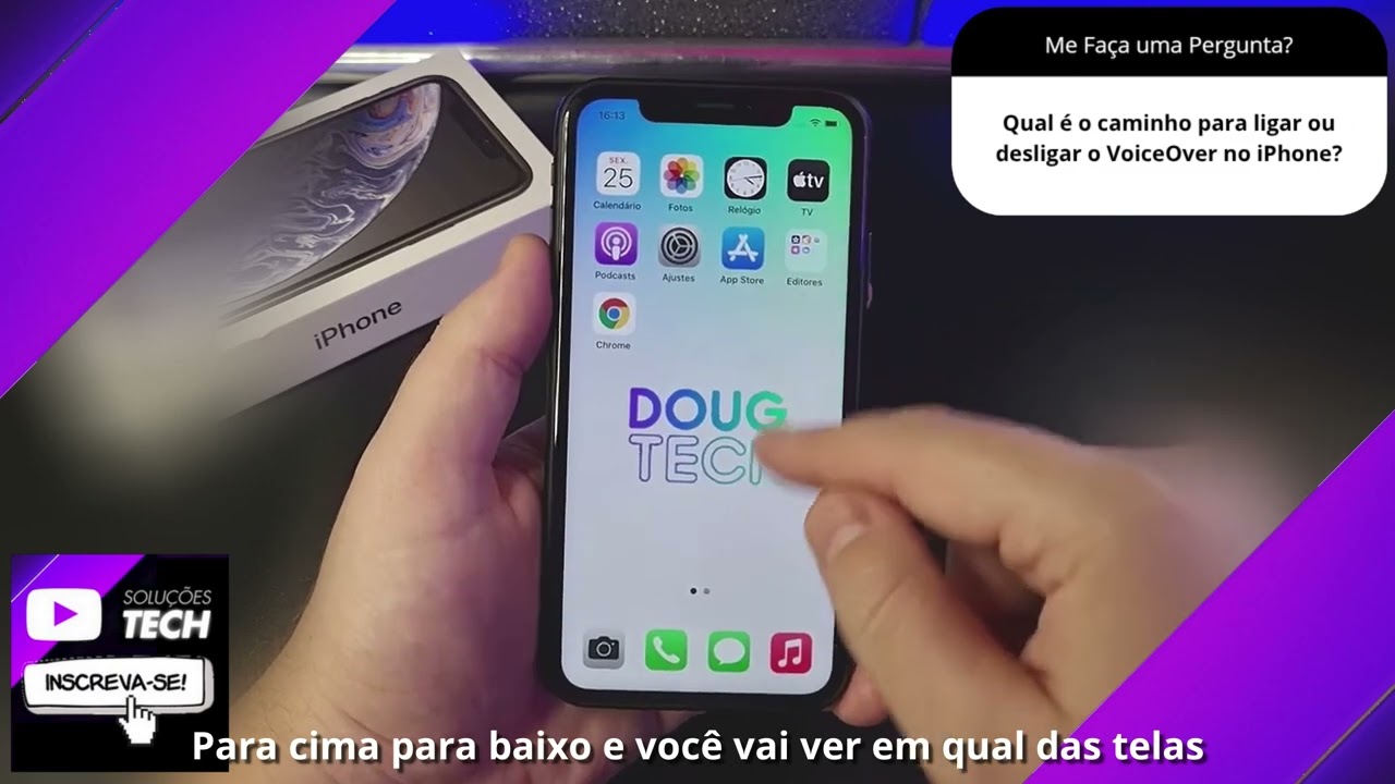 Qual é o caminho para ligar ou desligar o VoiceOver no iPhone❓