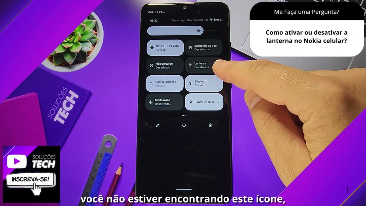 Como ativar ou desativar a lanterna no Nokia celular