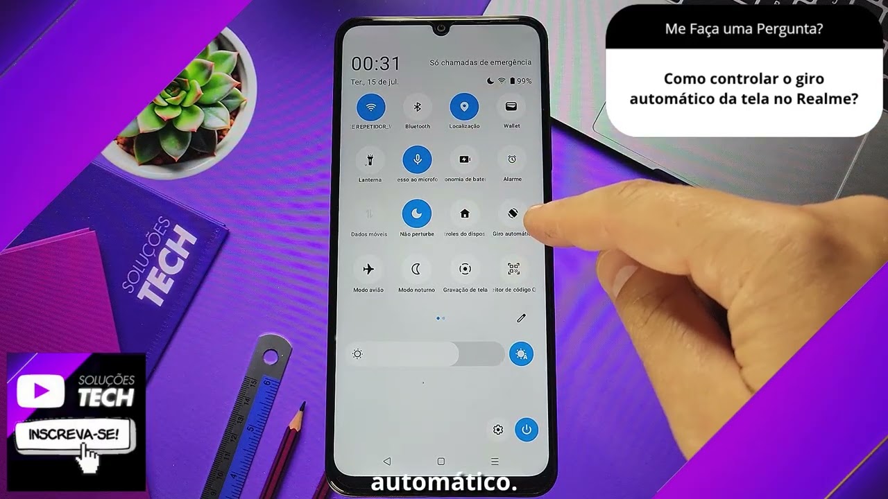 Como controlar o giro automático da tela no Realme