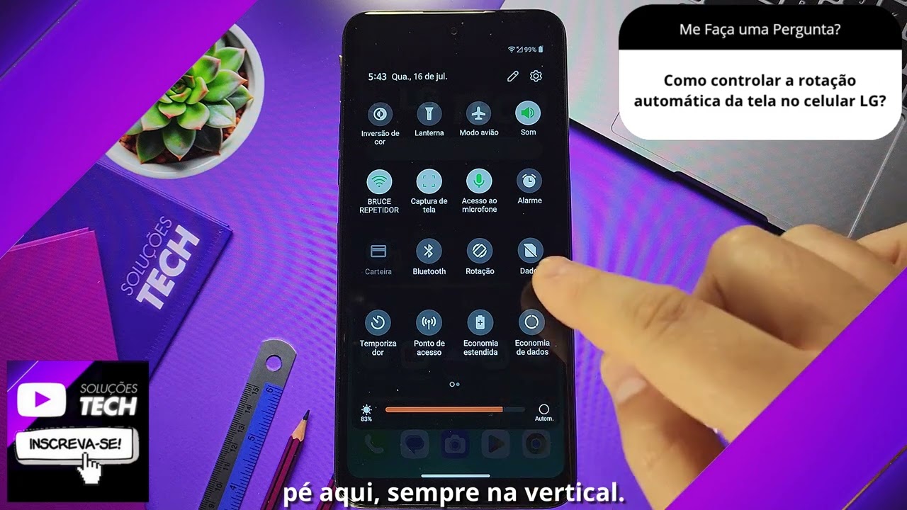Como controlar a rotação automática da tela no celular LG
