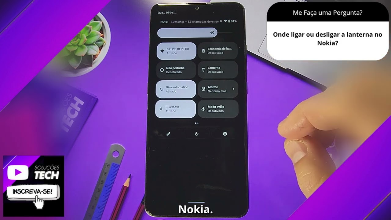 Onde ligar ou desligar a lanterna no Nokia❓